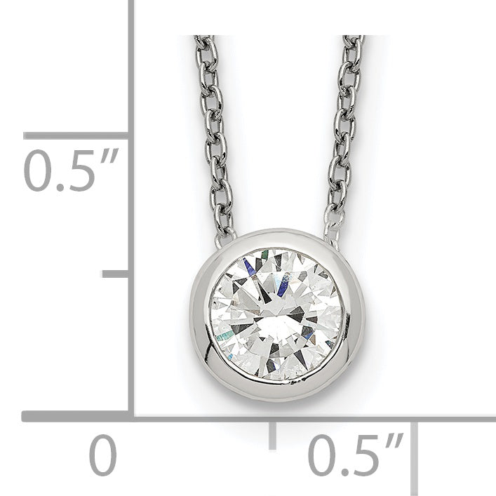 Sterling Silver Bezel 8mm CZ Necklace