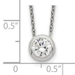 Sterling Silver Bezel 8mm CZ Necklace