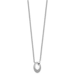 Sterling Silver Rhodium Plated CZ Circle Necklace