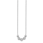 Sterling Silver Rhodium-plated 5-CZ Circles With 2in. Ext. Necklace