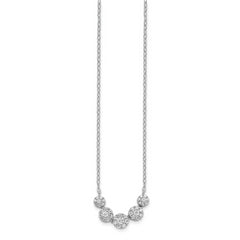 Sterling Silver Rhodium-plated 5-CZ Circles With 2in. Ext. Necklace