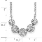 Sterling Silver Rhodium-plated 5-CZ Circles With 2in. Ext. Necklace