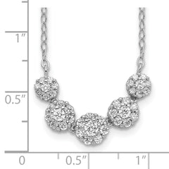 Sterling Silver Rhodium-plated 5-CZ Circles With 2in. Ext. Necklace