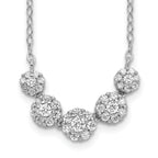 Sterling Silver Rhodium-plated 5-CZ Circles With 2in. Ext. Necklace