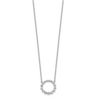 Sterling Silver Rhodium-plated CZ Circle With 2in ext Necklace