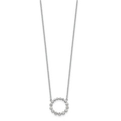 Sterling Silver Rhodium-plated CZ Circle With 2in ext Necklace