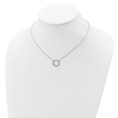 Sterling Silver Rhodium-plated CZ Circle With 2in ext Necklace
