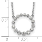Sterling Silver Rhodium-plated CZ Circle With 2in ext Necklace