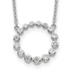 Sterling Silver Rhodium-plated CZ Circle With 2in ext Necklace