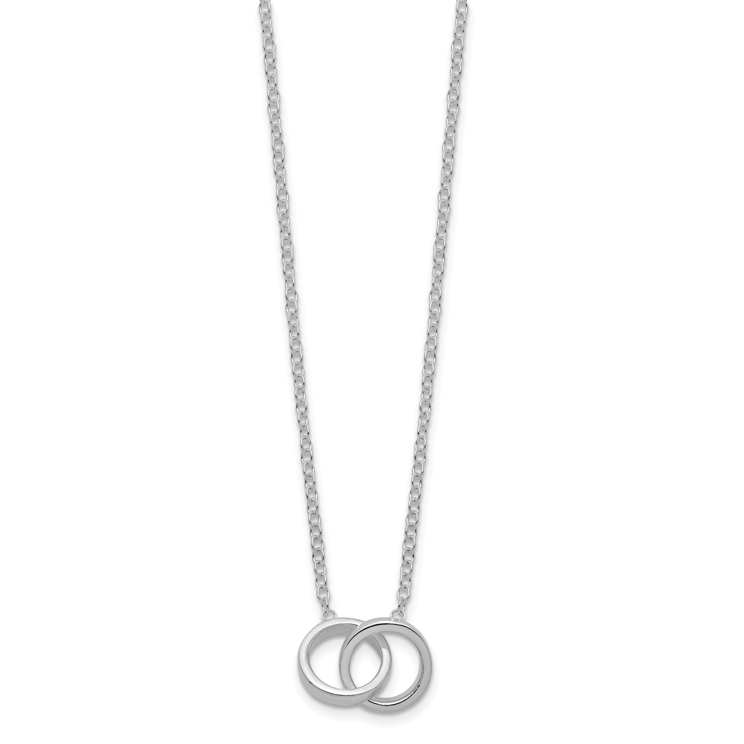 Polished Two-Rings Necklace in Sterling Silver Secondary image