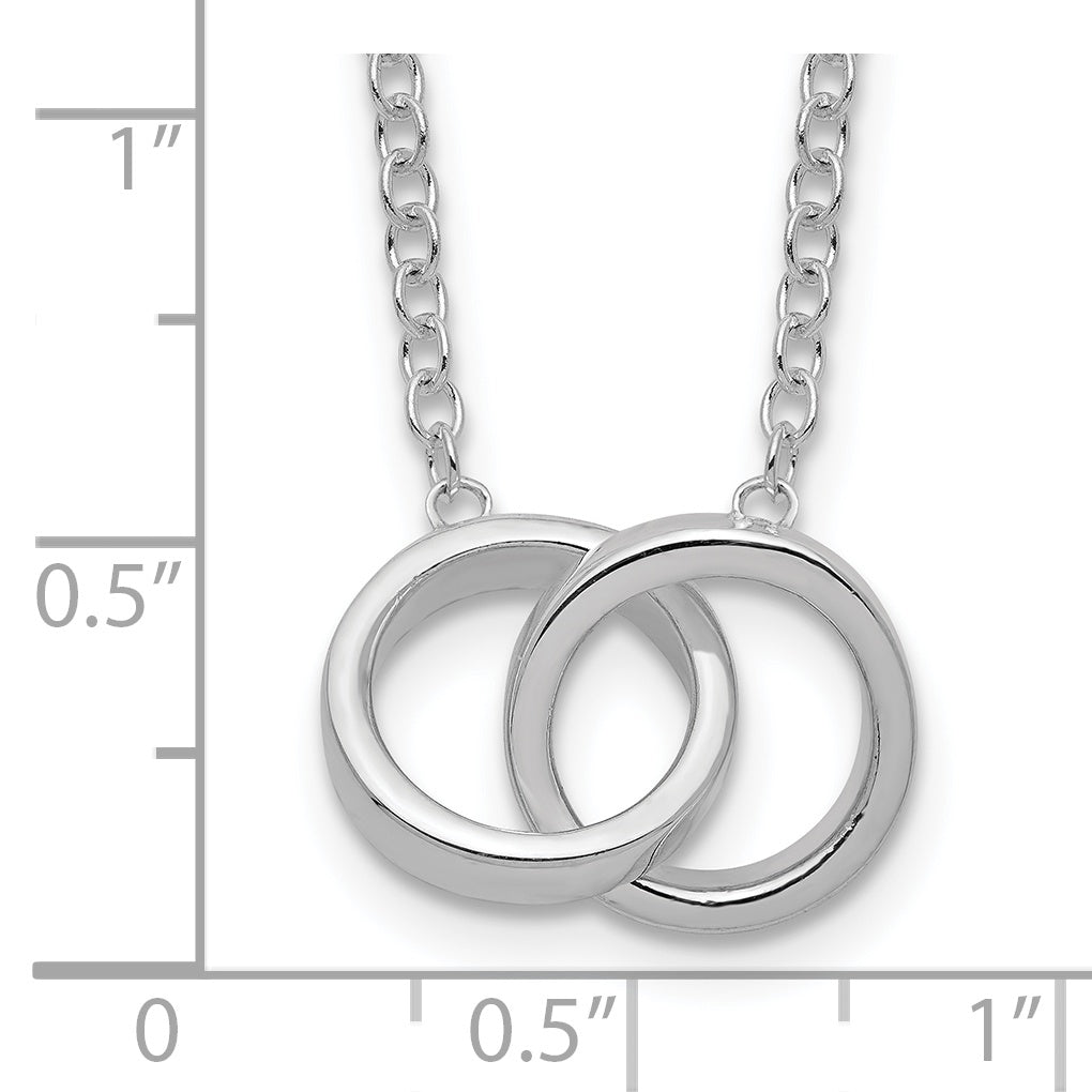 Sterling Silver Polished 2-Rings Necklace