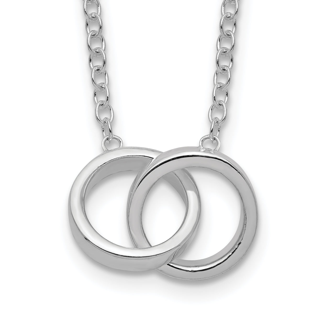 Sterling Silver Polished 2-Rings Necklace