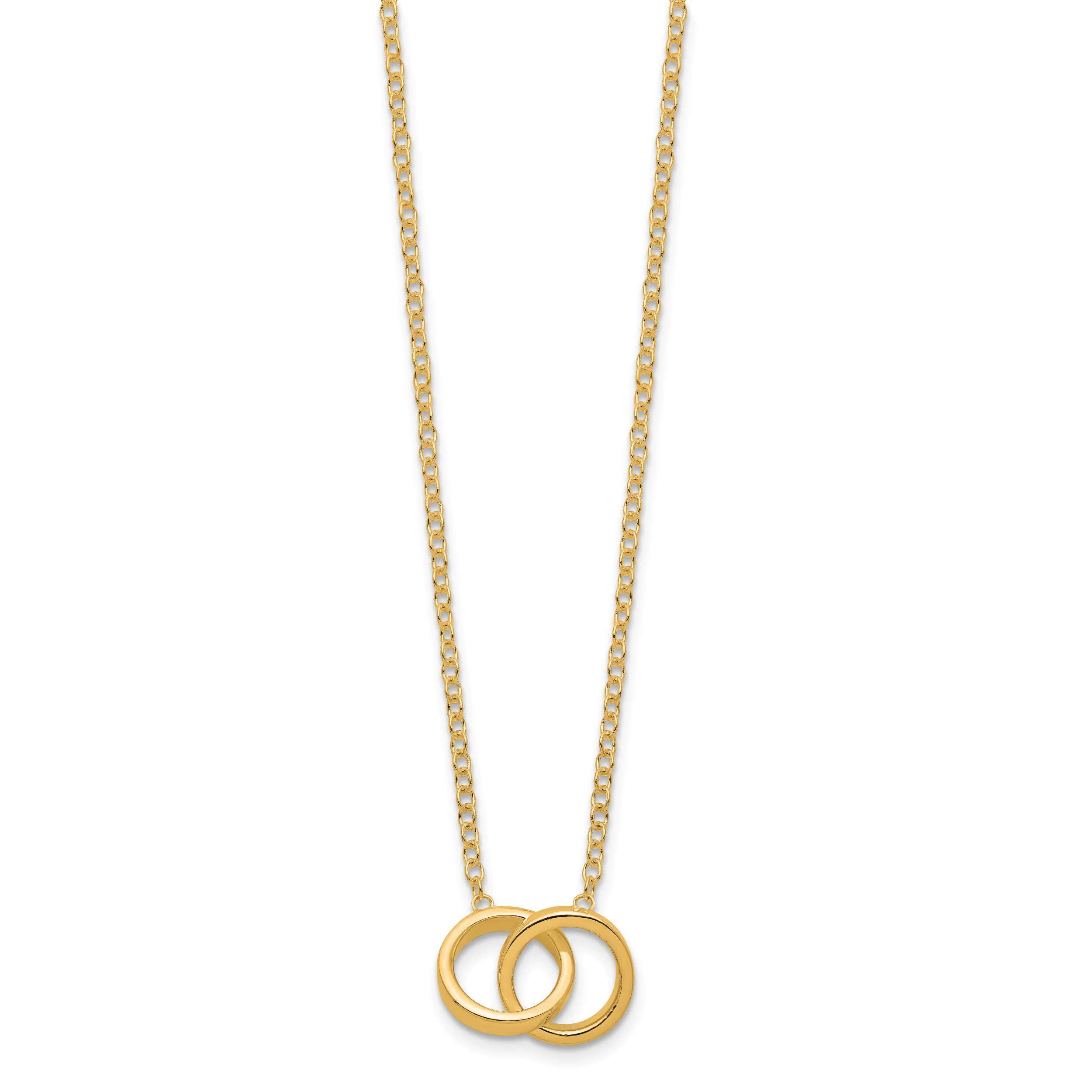 Sterling Silver Gold-tone Polished 2-Rings Necklace Secondary image