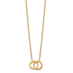 Sterling Silver Gold-tone Polished 2-Rings Necklace
