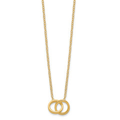 Sterling Silver Gold-tone Polished 2-Rings Necklace