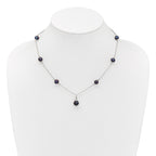 Sterling Silver Rhodium-plated 9-10mm Black Semi-Round Freshwater Cultured Pearl 18 inch Necklace and Dangle Earrings Set