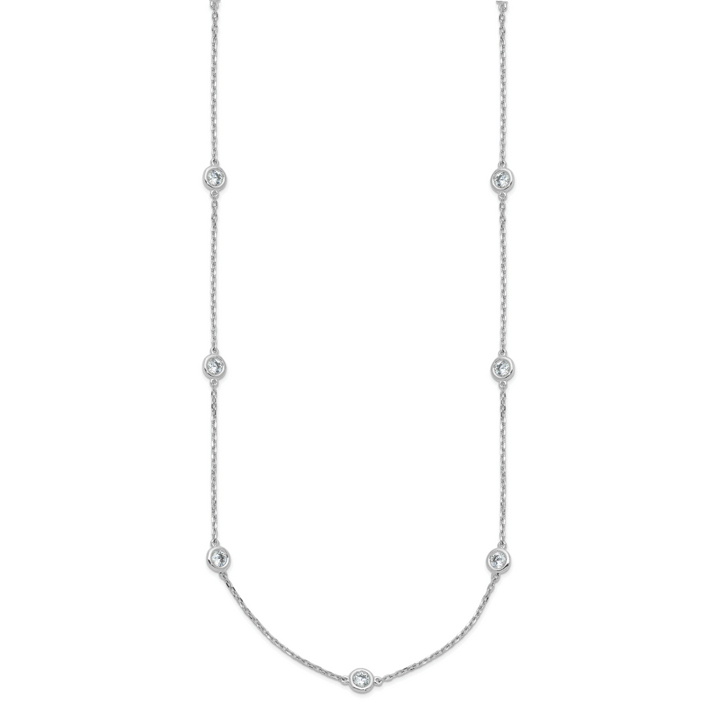 Sterling Shimmer Sterling Silver Rhodium-plated 3mm CZ 13 Stone 13 Station Necklace
