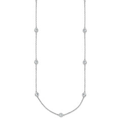 Sterling Shimmer Sterling Silver Rhodium-plated 3mm CZ 15 Stone 15 Station 22 inch Necklace
