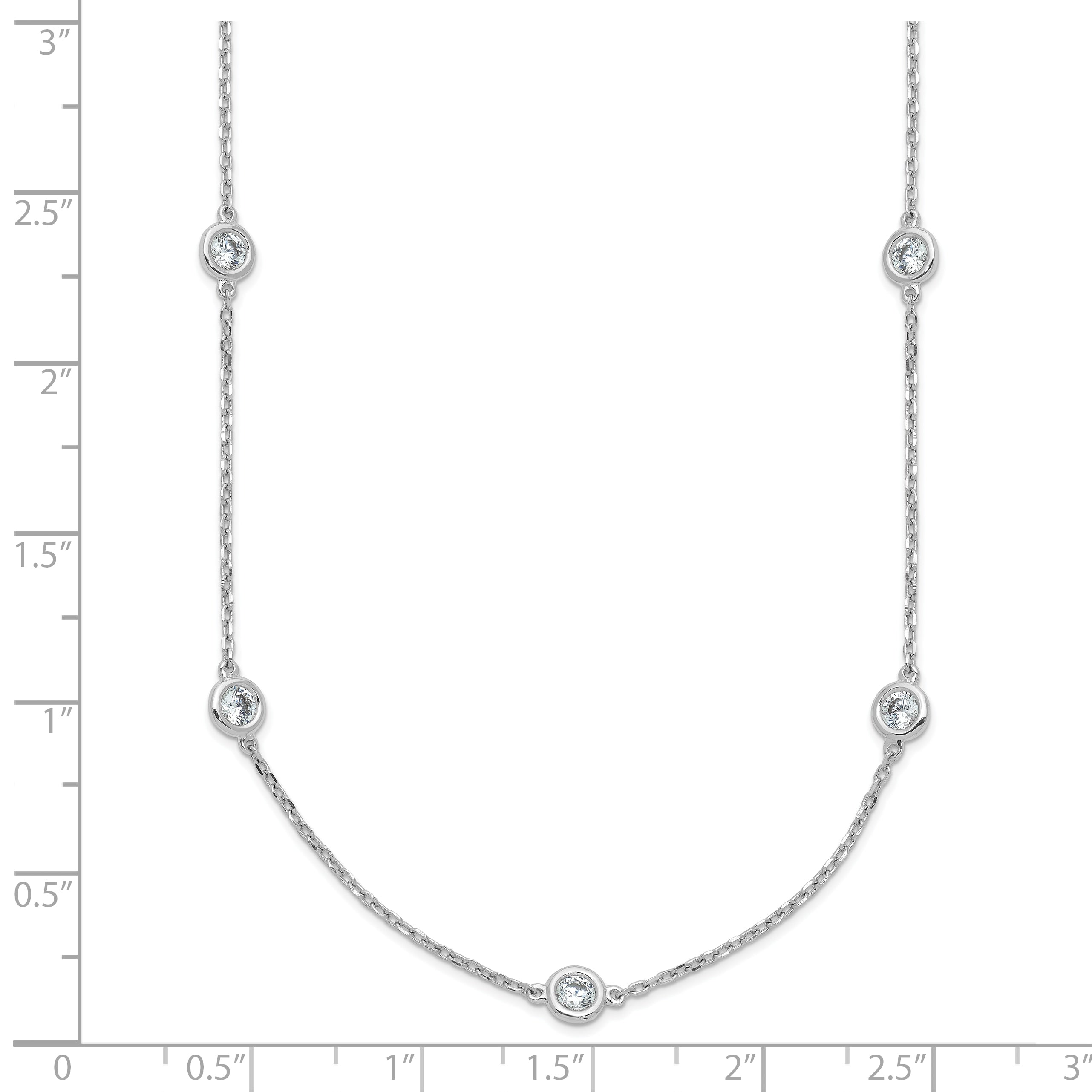 Sterling Shimmer Sterling Silver Rhodium-plated 3mm CZ 15 Stone 15 Station 22 inch Necklace