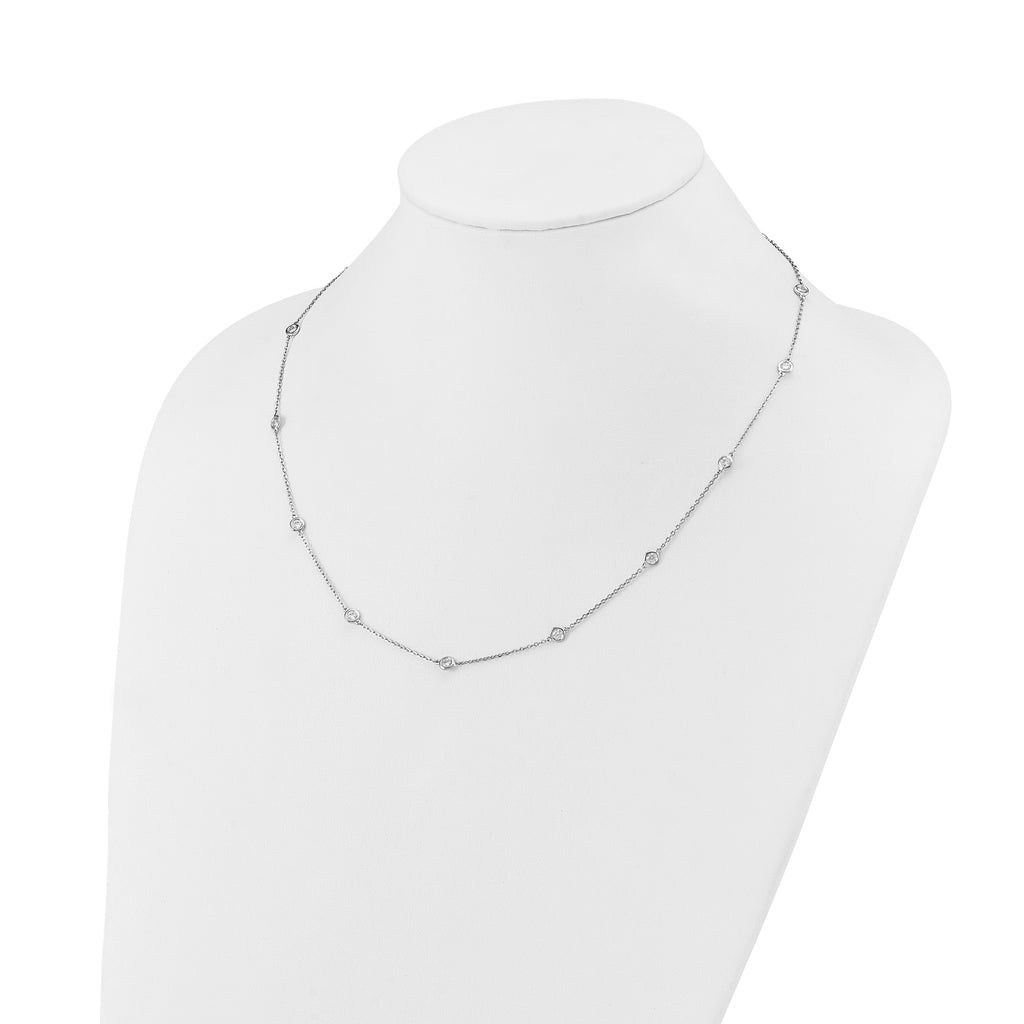 Sterling Shimmer Sterling Silver Rhodium-plated 3mm CZ 13 Stone 13 Station Necklace