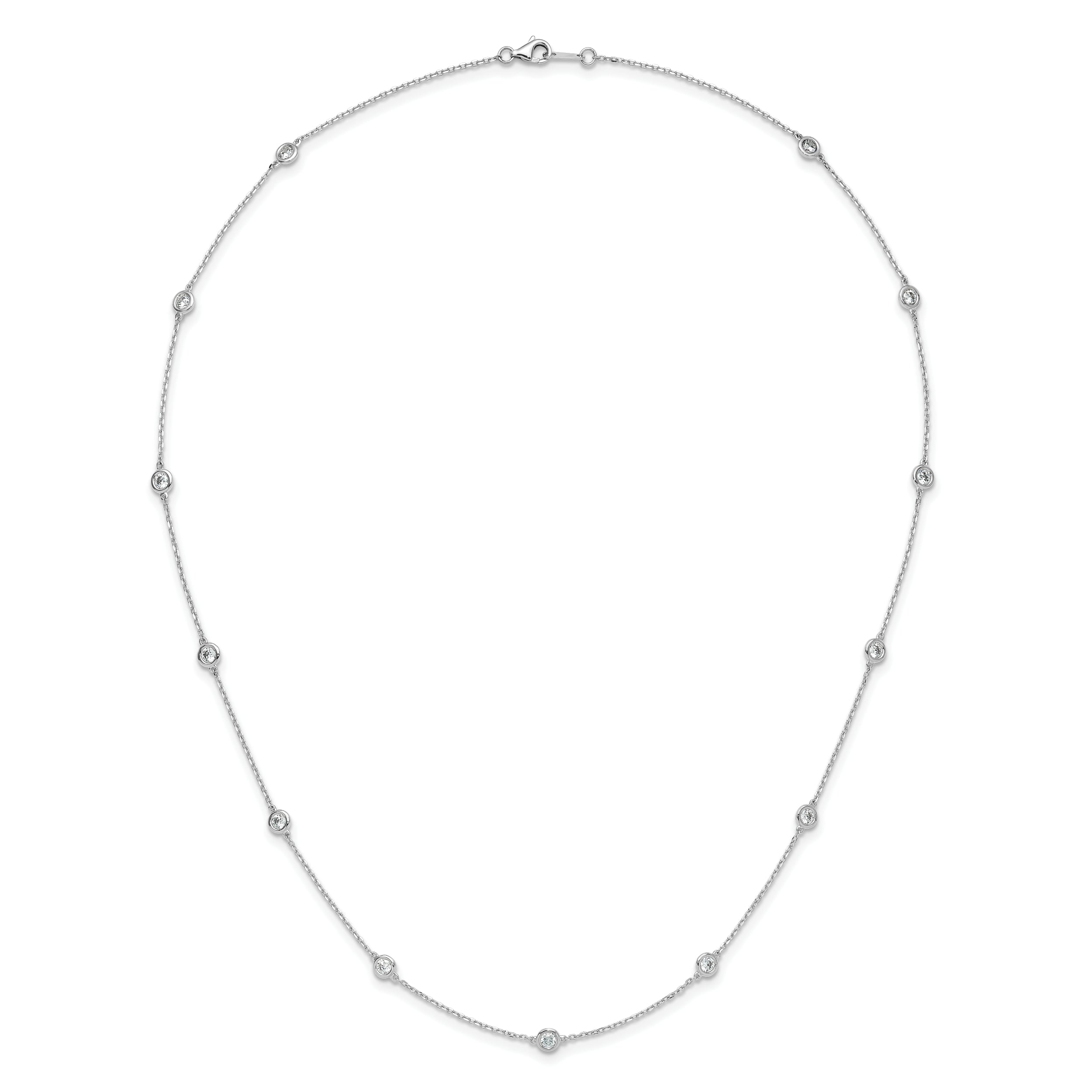 Sterling Shimmer Sterling Silver Rhodium-plated 3mm CZ 13 Stone 13 Station 20 inch Necklace