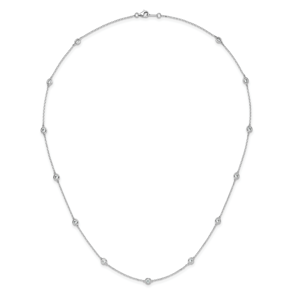 Sterling Shimmer Sterling Silver Rhodium-plated 3mm CZ 13 Stone 13 Station Necklace