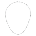 Sterling Shimmer Sterling Silver Rhodium-plated 3mm CZ 13 Stone 13 Station Necklace
