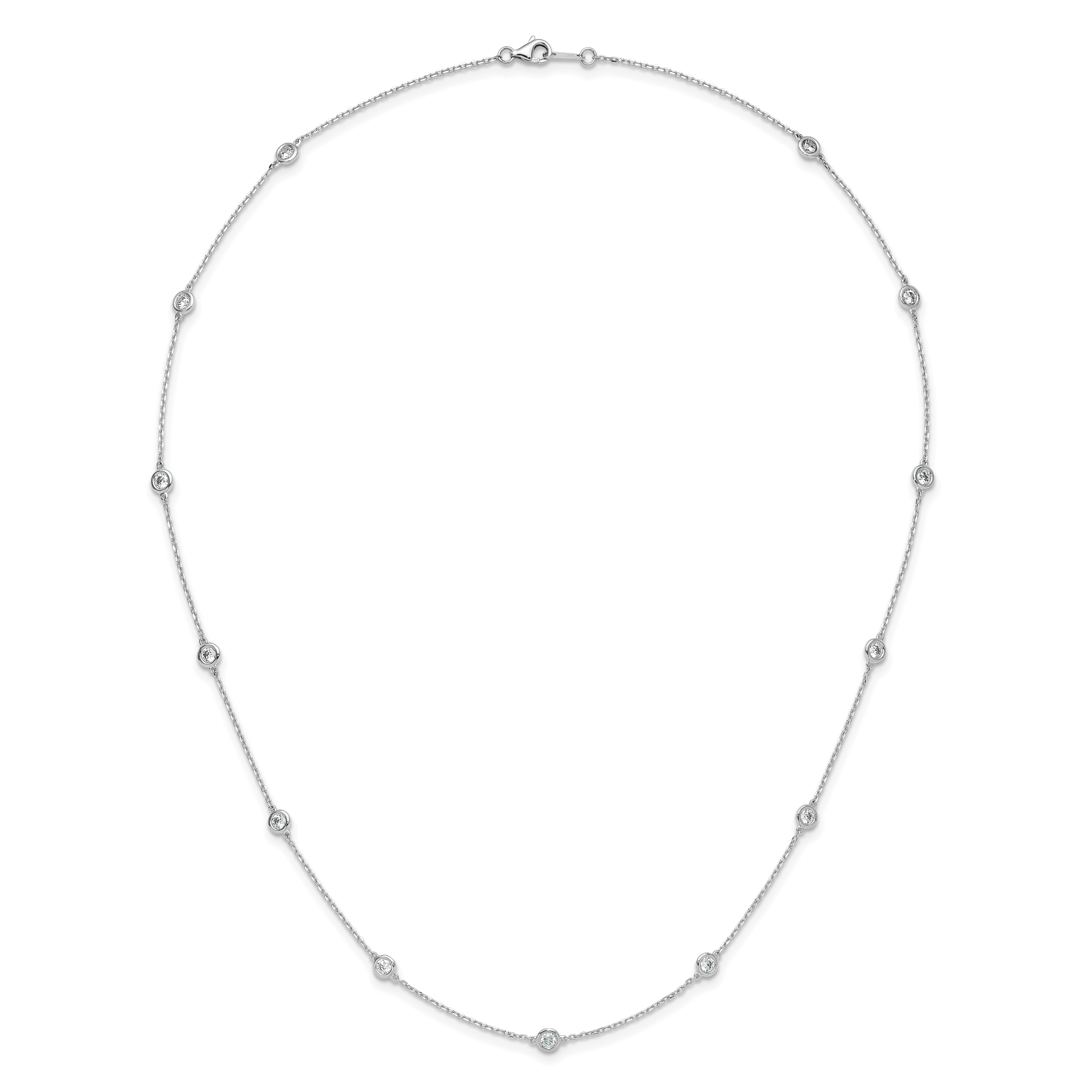 Sterling Shimmer Sterling Silver Rhodium-plated 3mm CZ 13 Stone 13 Station Necklace