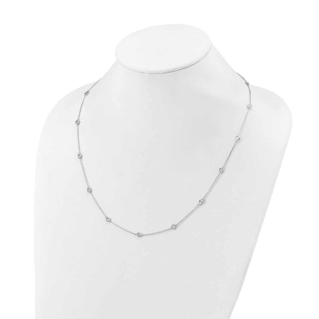Sterling Shimmer Sterling Silver Rhodium-plated 3mm CZ 13 Stone 13 Station Necklace