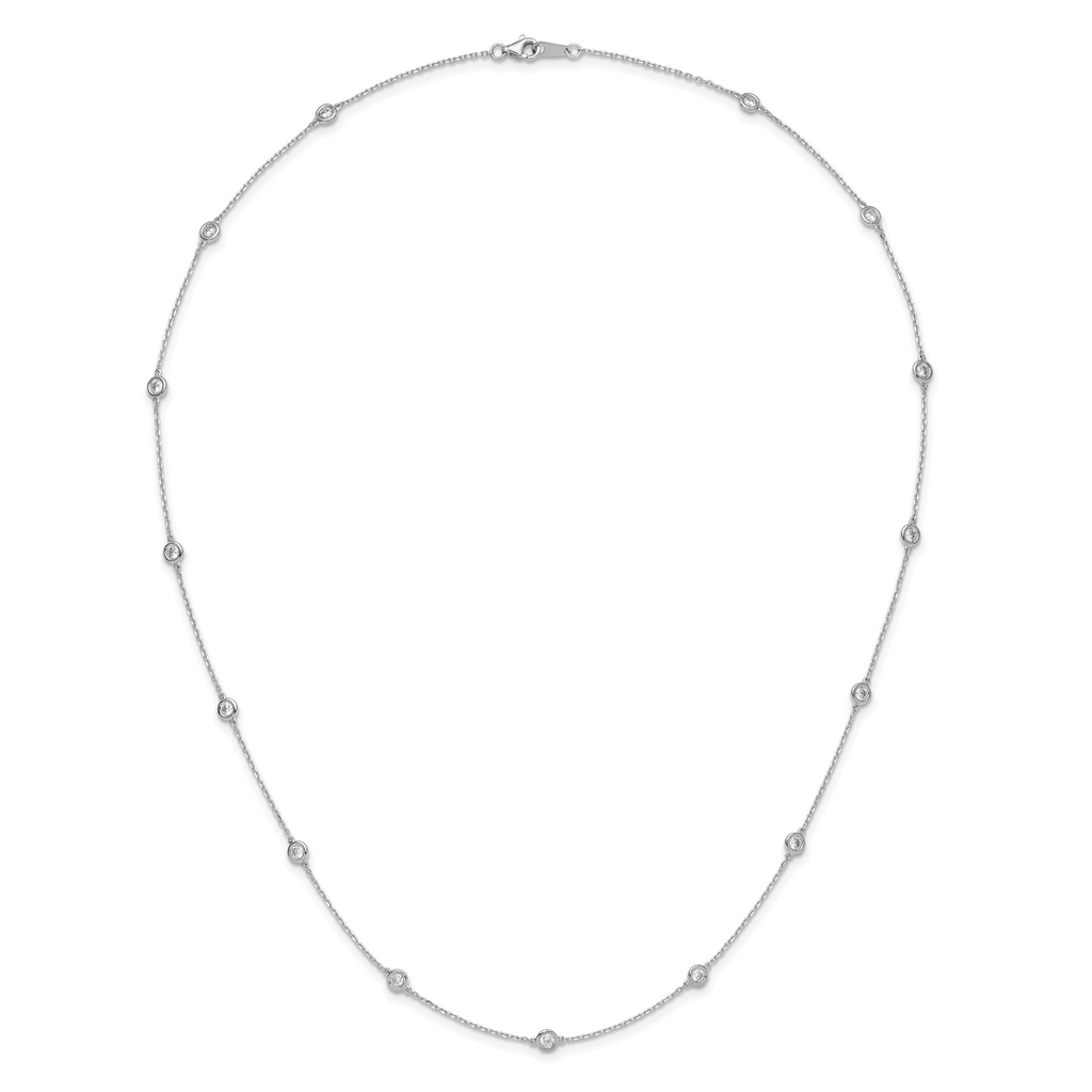 Sterling Shimmer Sterling Silver Rhodium-plated 3mm CZ 13 Stone 13 Station Necklace