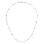 Sterling Shimmer Sterling Silver Rhodium-plated 3mm CZ 13 Stone 13 Station Necklace