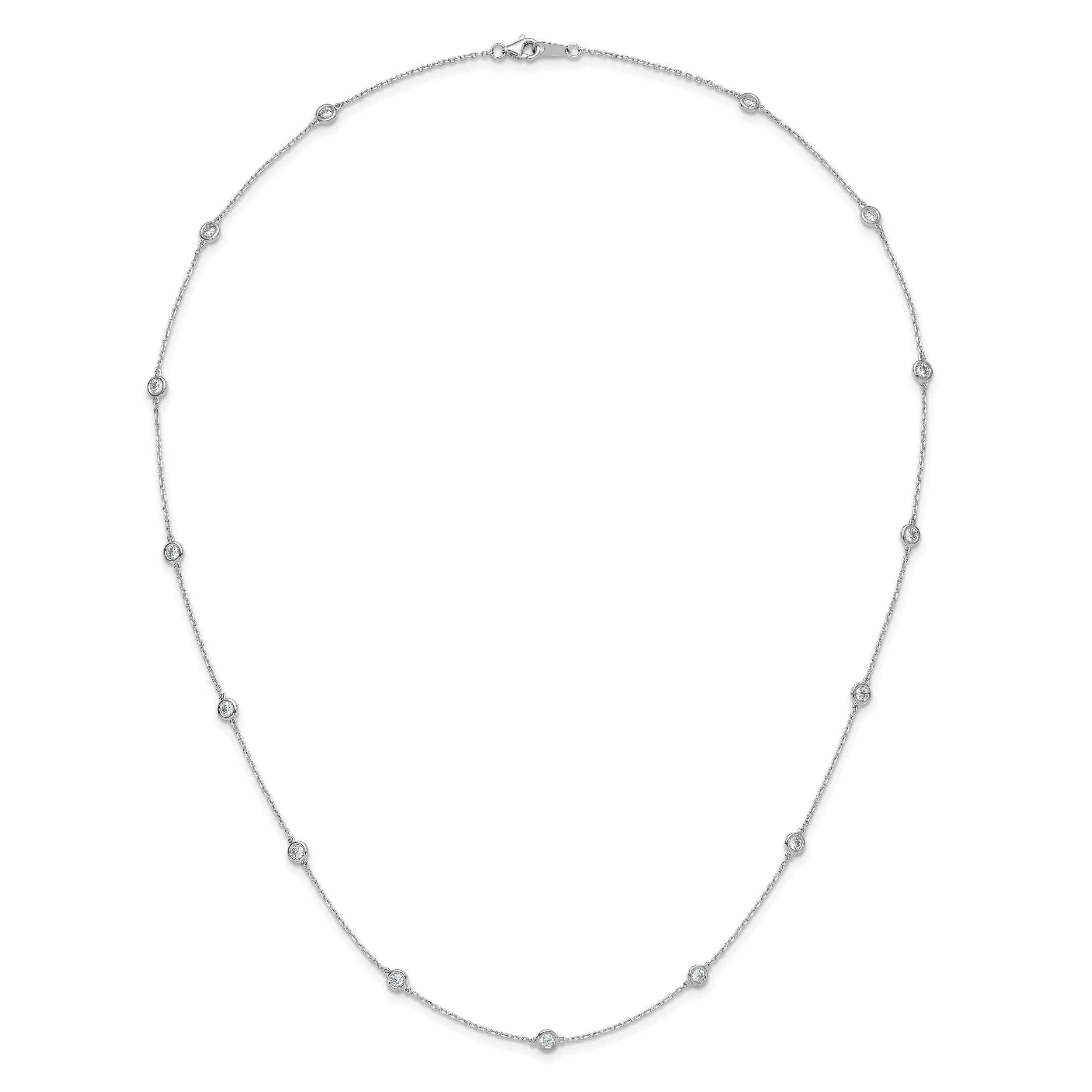 Sterling Shimmer Sterling Silver Rhodium-plated 3mm CZ 13 Stone 13 Station Necklace