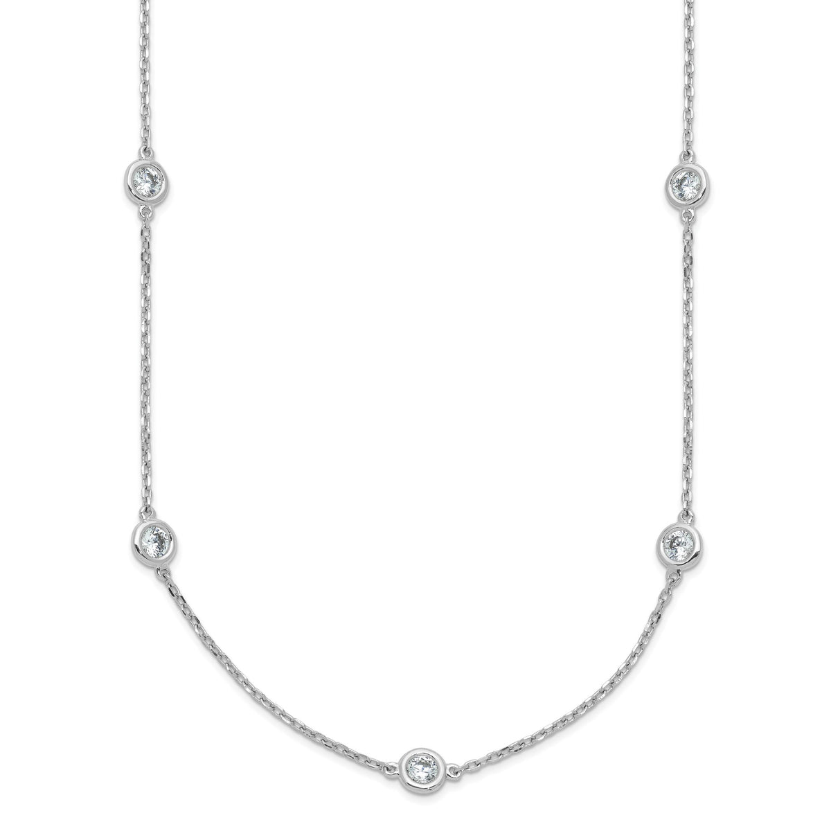 Sterling Silver Rhodium-Plated Cable Chain Necklace 1.4mm - Sophia Jewelers Main image