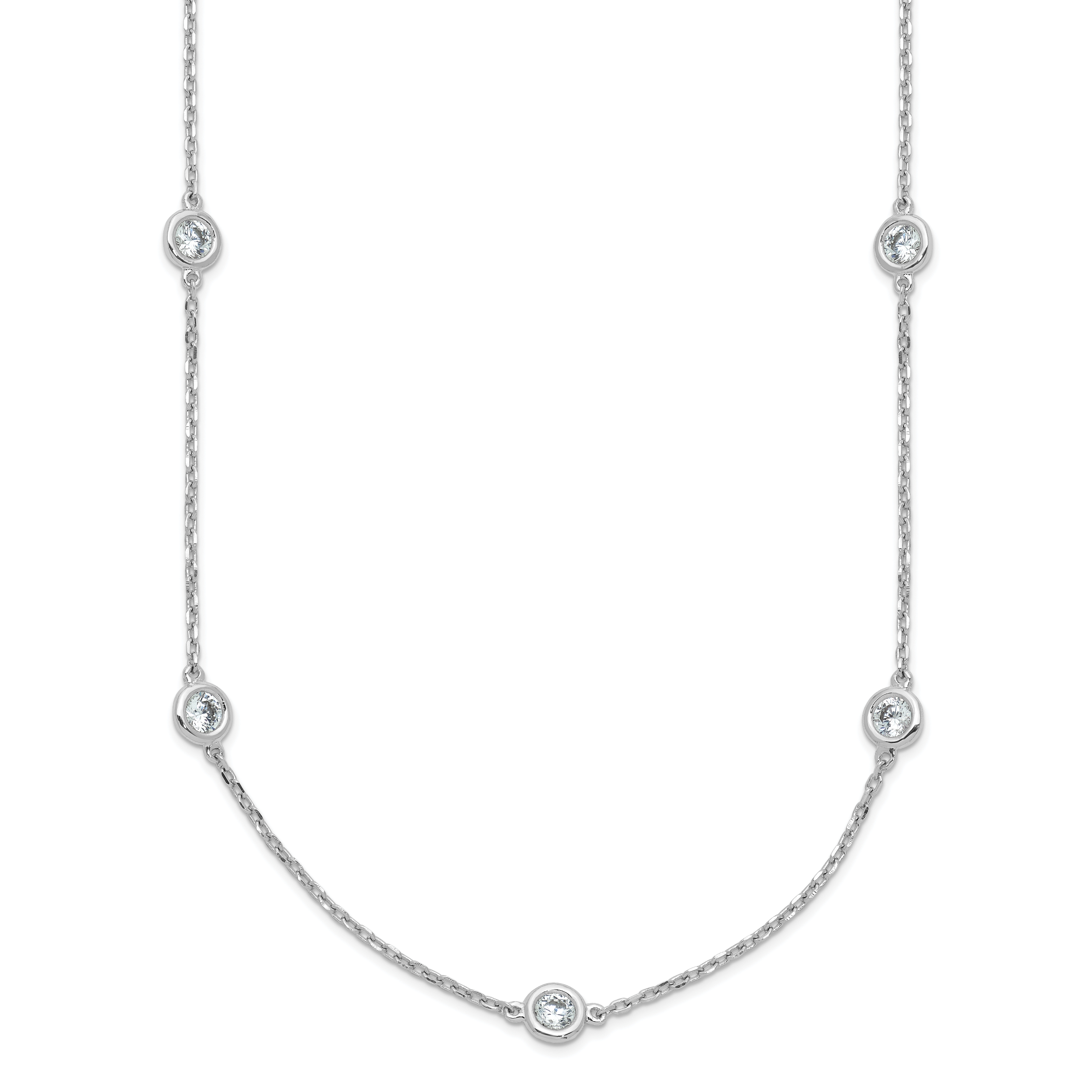 Sterling Silver Rhodium-Plated Cable Chain Necklace 1.4mm