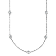 Sterling Shimmer Sterling Silver Rhodium-plated 3mm CZ 15 Stone 15 Station 22 inch Necklace