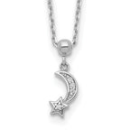 Sterling Shimmer Sterling Silver Rhodium-plated 4 Stone Moon and Star CZ Necklace with extender