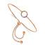 Prizma Sterling Silver Rose-tone 14K Flash Rose Gold-plated Colorful CZ Open Circle Adjustable Bolo Bracelet