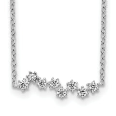 Sterling Silver Rhodium-Rhodium-Plated CZ Stars Pendant w/ 2in Ext. Necklace