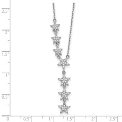 Sterling Silver Rhodium-plated CZ Stars 18 inch Necklace