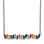 Prizma Sterling Silver Rhodium-Rhodium-Plated 16 inch Colorful CZ Bar Necklace with 2 inch Extender