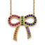 Prizma Sterling Silver Gold-tone 14K Flash Gold-plated 16 inch Colorful CZ Bow Necklace with 2 inch Extender
