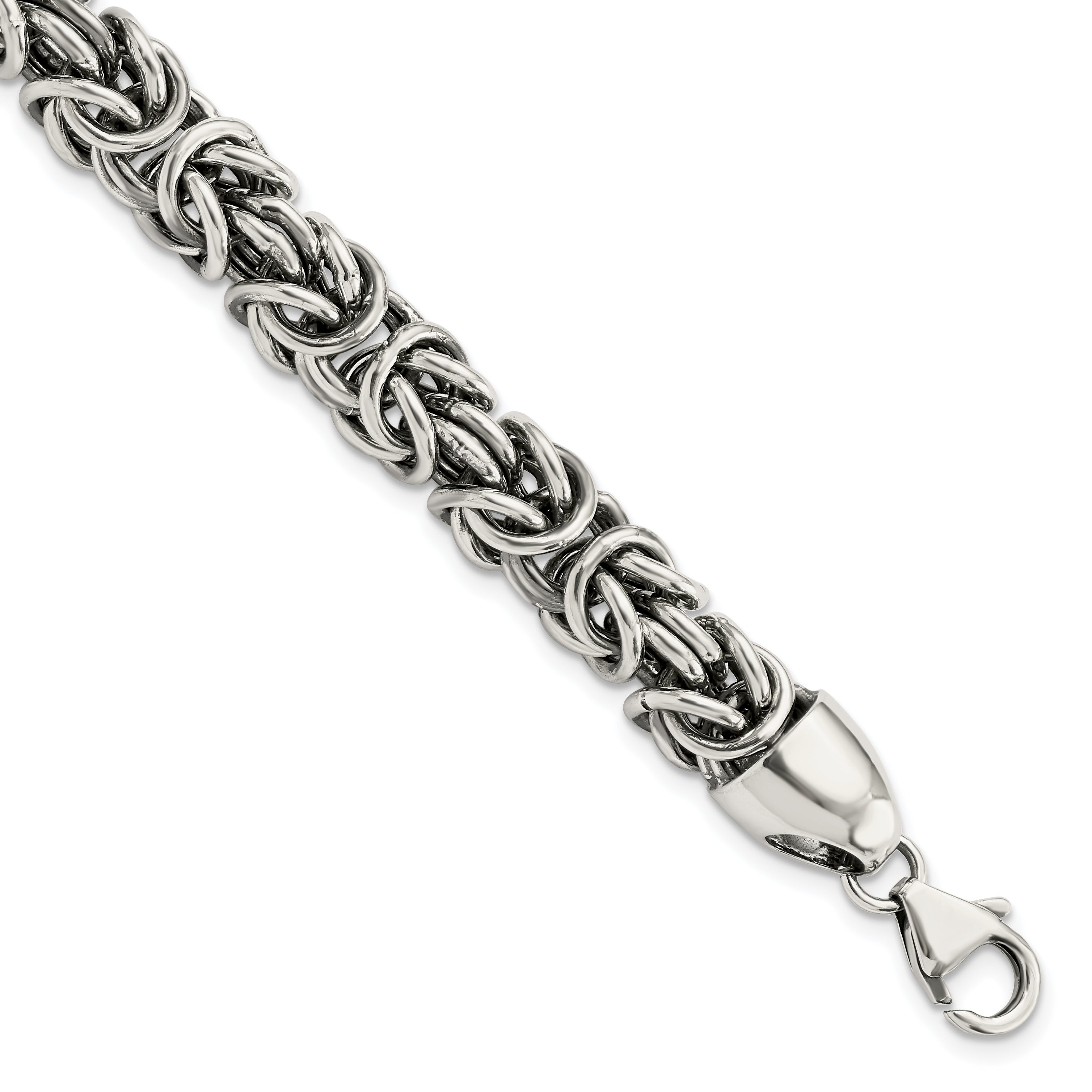 Sterling Silver Polished & Antiqued 8.5in Byzantine Bracelet Main image