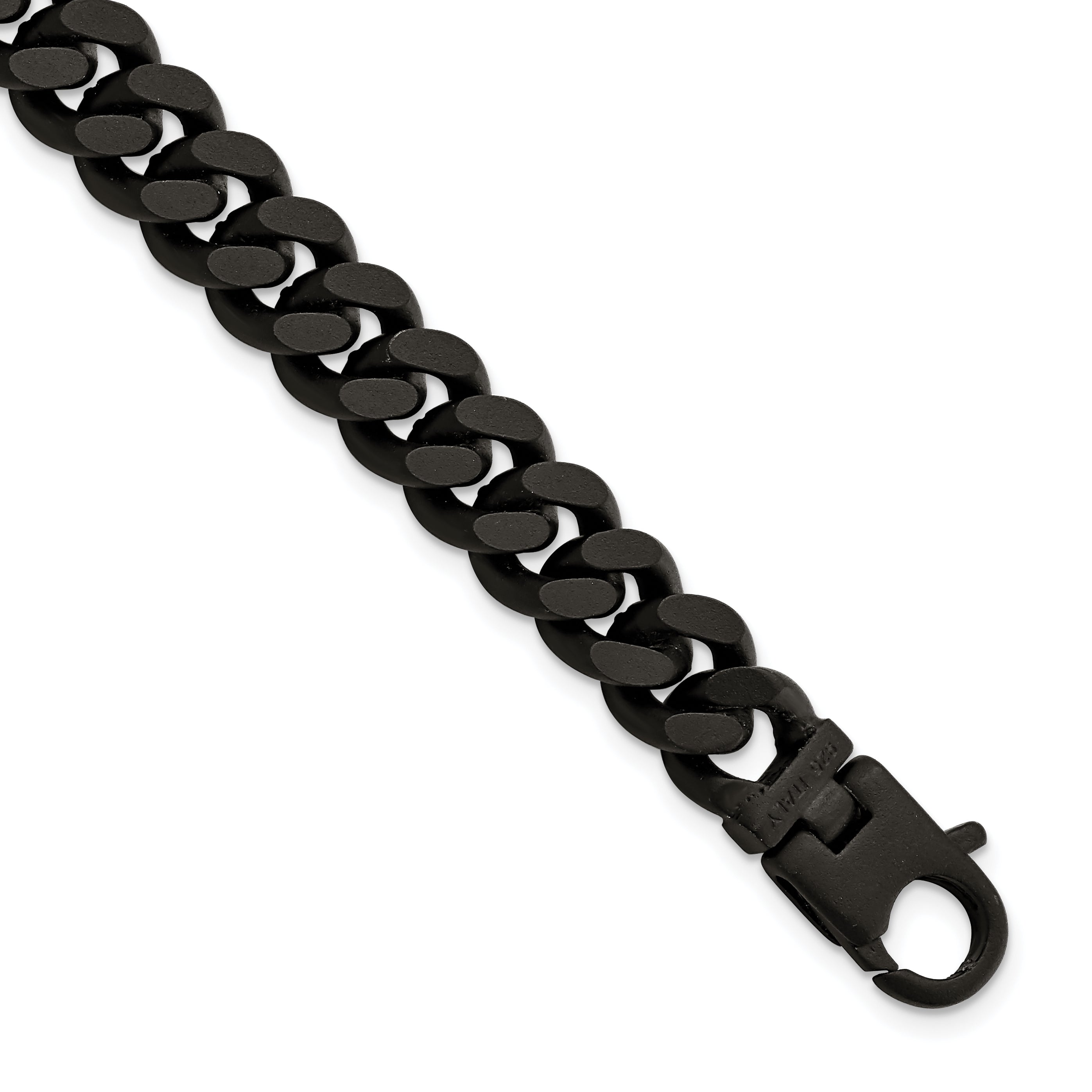 Sterling Silver Mens Matte Finish Black Ruthenium Curb Bracelet Main image