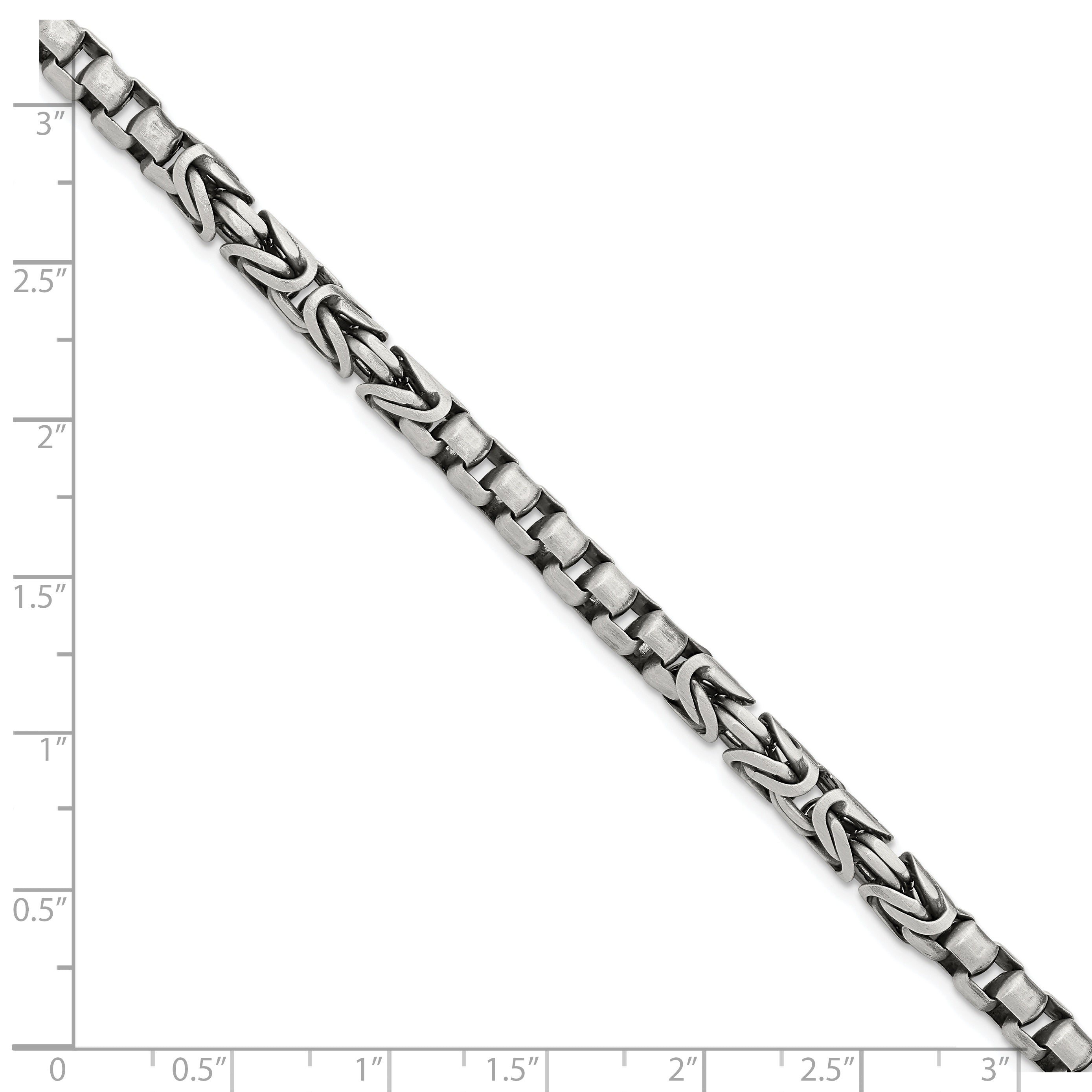 Sterling Silver Mens Antiqued Brush Byzantine/Box Link Bracelet Secondary image