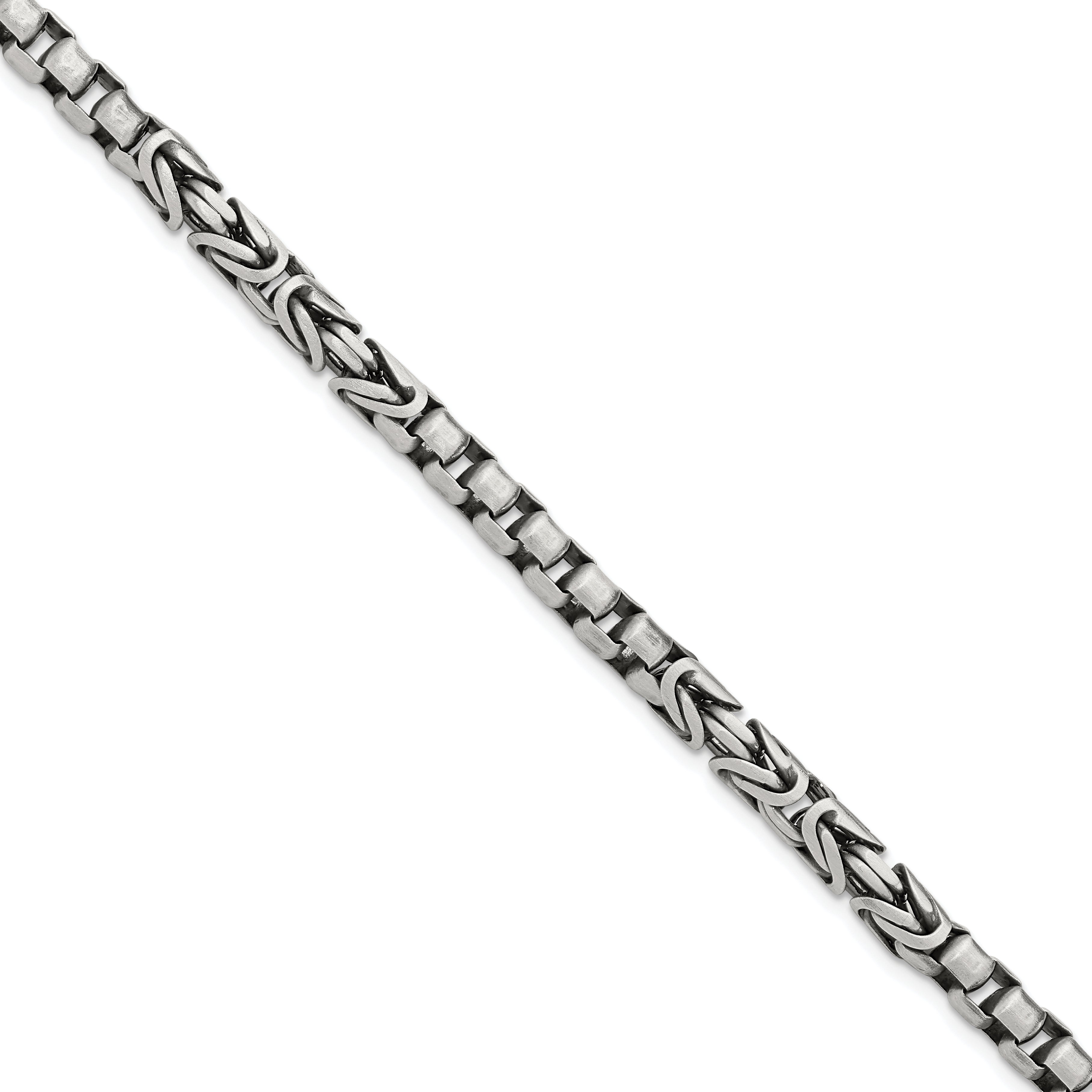 Sterling Silver Mens Antiqued Brush Byzantine/Box Link Bracelet Main image