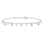 Sterling Silver RH-plated Polish and Brushed Heart CZ 8.75in Plus 1inExt An