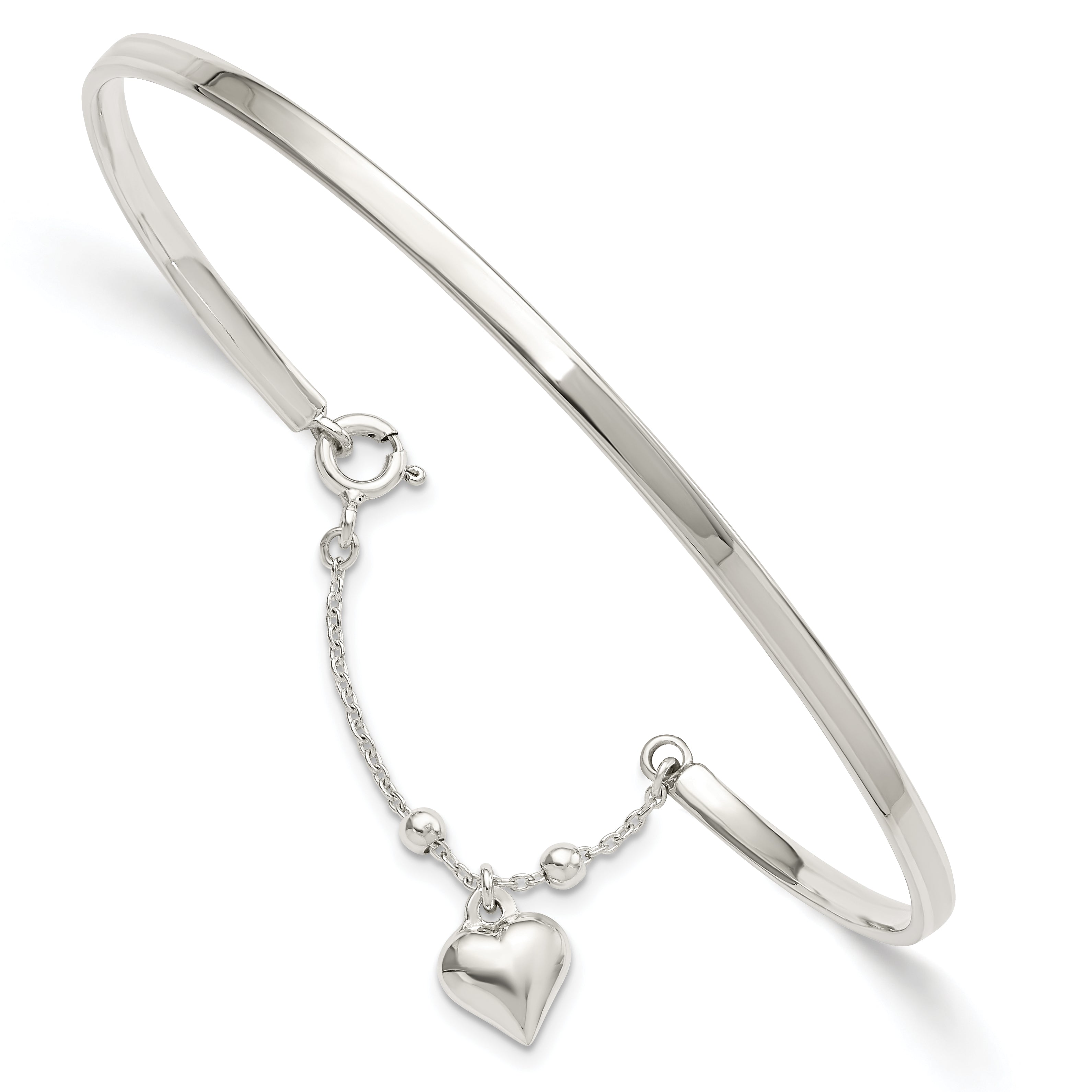 Sterling Silver Puffed Heart Bangle Anklet Main image