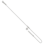 Sterling Silver CZ Star and Beads 9in Plus 1in Ext. Anklet
