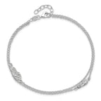 Sterling Silver 2-Strand CZ Flip Flop Plus Extender - Total Anklet
