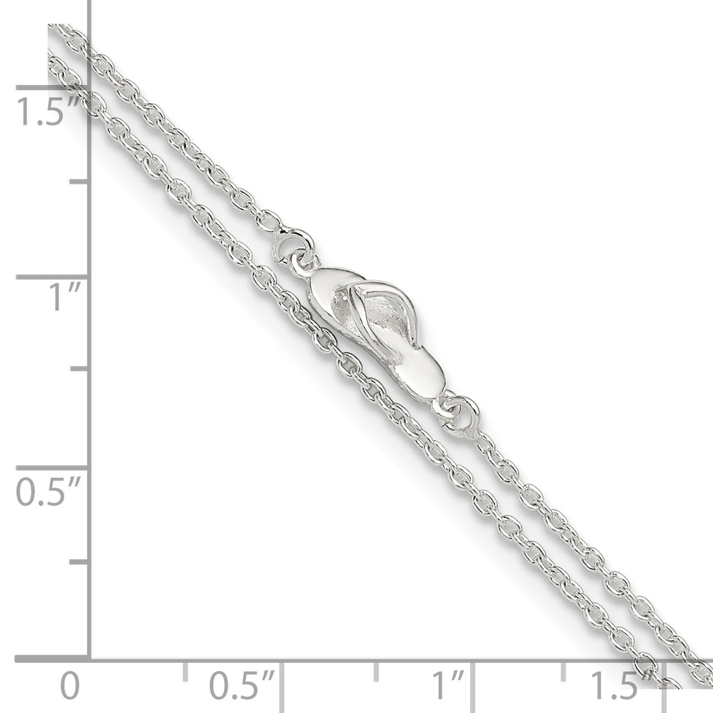 Sterling Silver 2-Strand CZ Flip Flop Plus Extender - Total Anklet